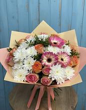 Букет цветов из:  Розы, Герберы и Хризантемы в Истре Истринский район