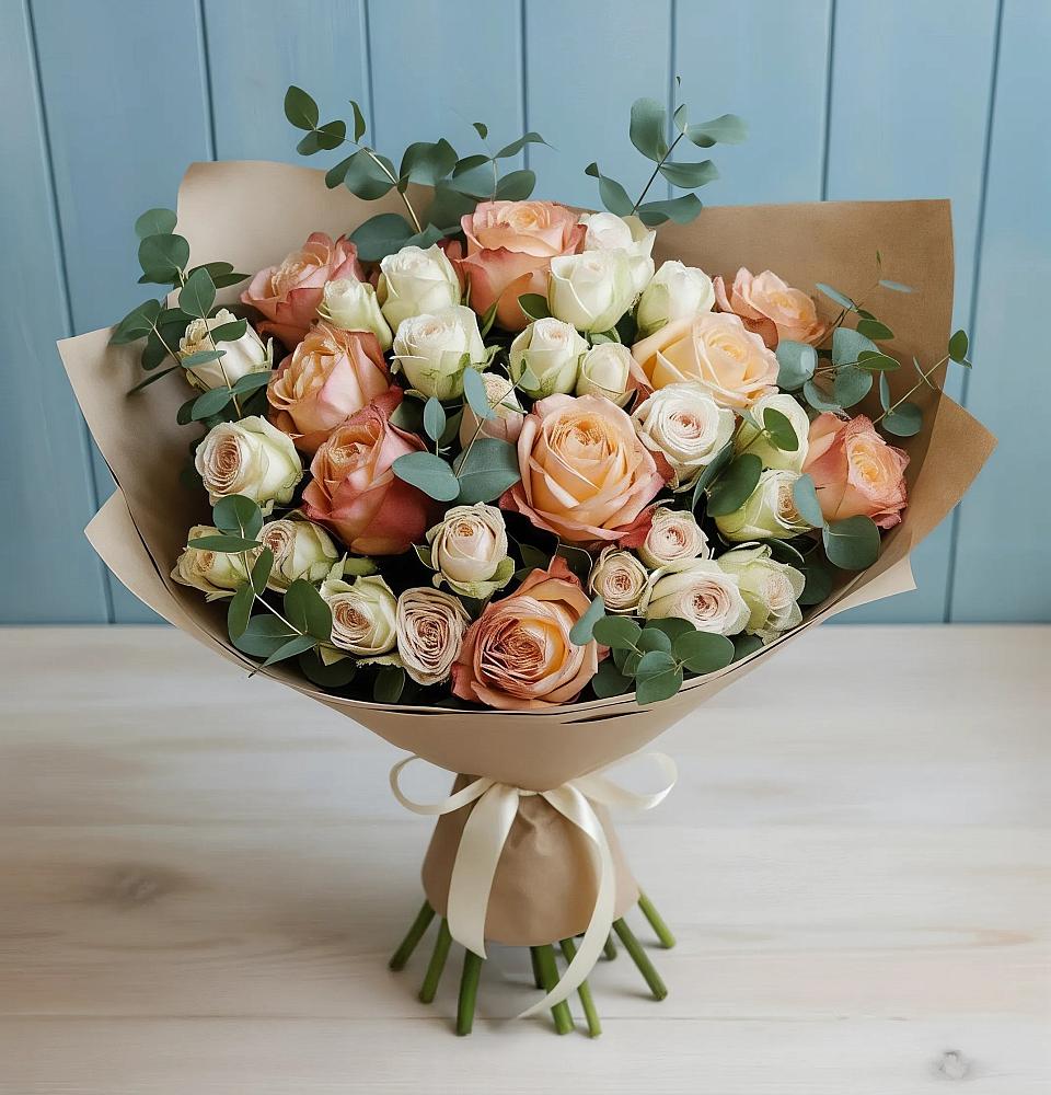 Букет цветов из: Альстромерии и Розы в Истре Истринский район