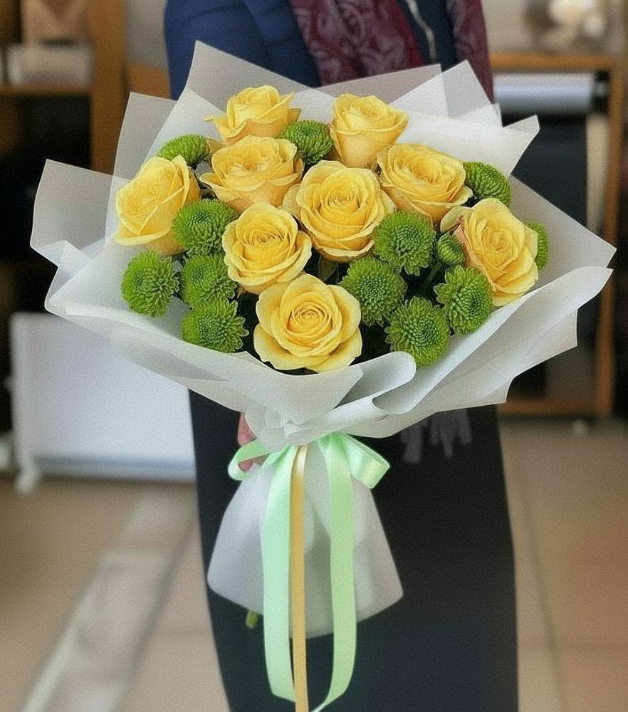 Букет цветов из: Хризантемы и Розы в Истре Истринский район