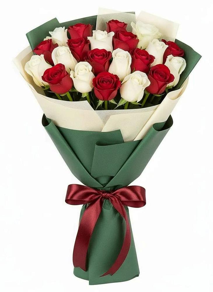 Букет Микс из красных и белых роз в Истре Истринский район