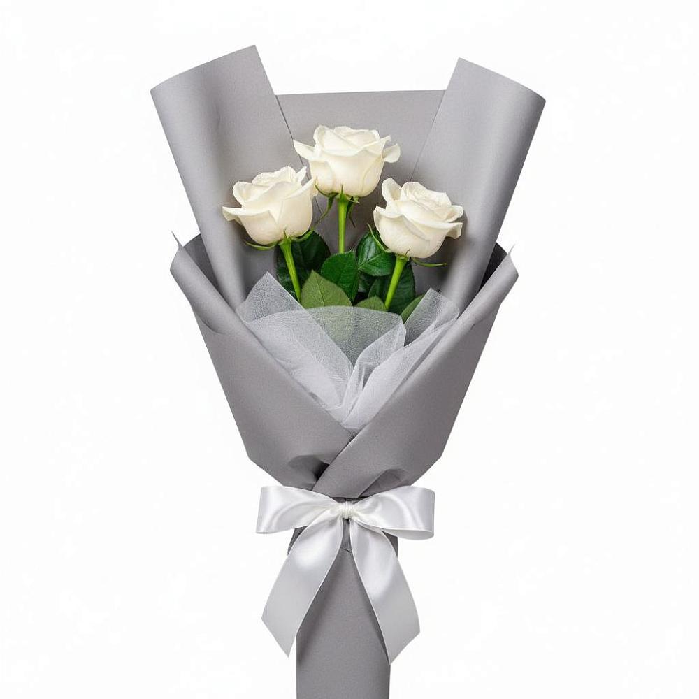 Букет 3 белые розы в Истре Истринский район