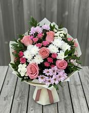 Букет цветов из:  Альстромерии, Гвоздики, Розы и Хризантемы в Истре Истринский район