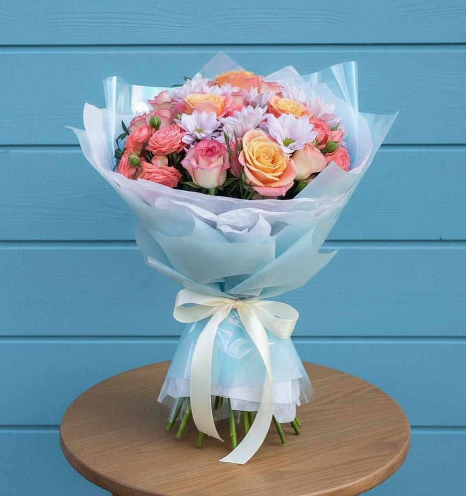 Букет цветов из: Хризантемы и Розы в Истре Истринский район